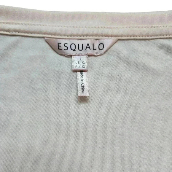 Esqualo T-Shirt Turn Up Sleeve Light Sand Beige Modal Soft Relaxed Women's XL - Picture 7 of 12
